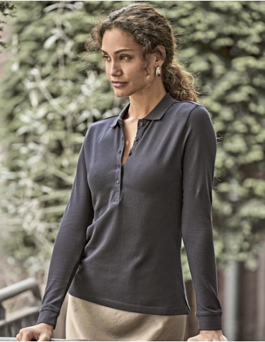 TEE-146-Womens Luxury Stretch Long Sleeve Polo